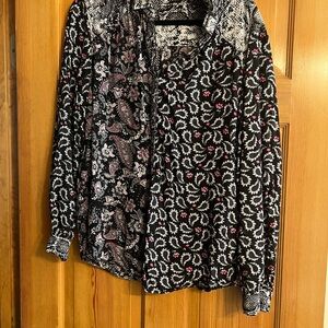 Black and White Patterned Blouse